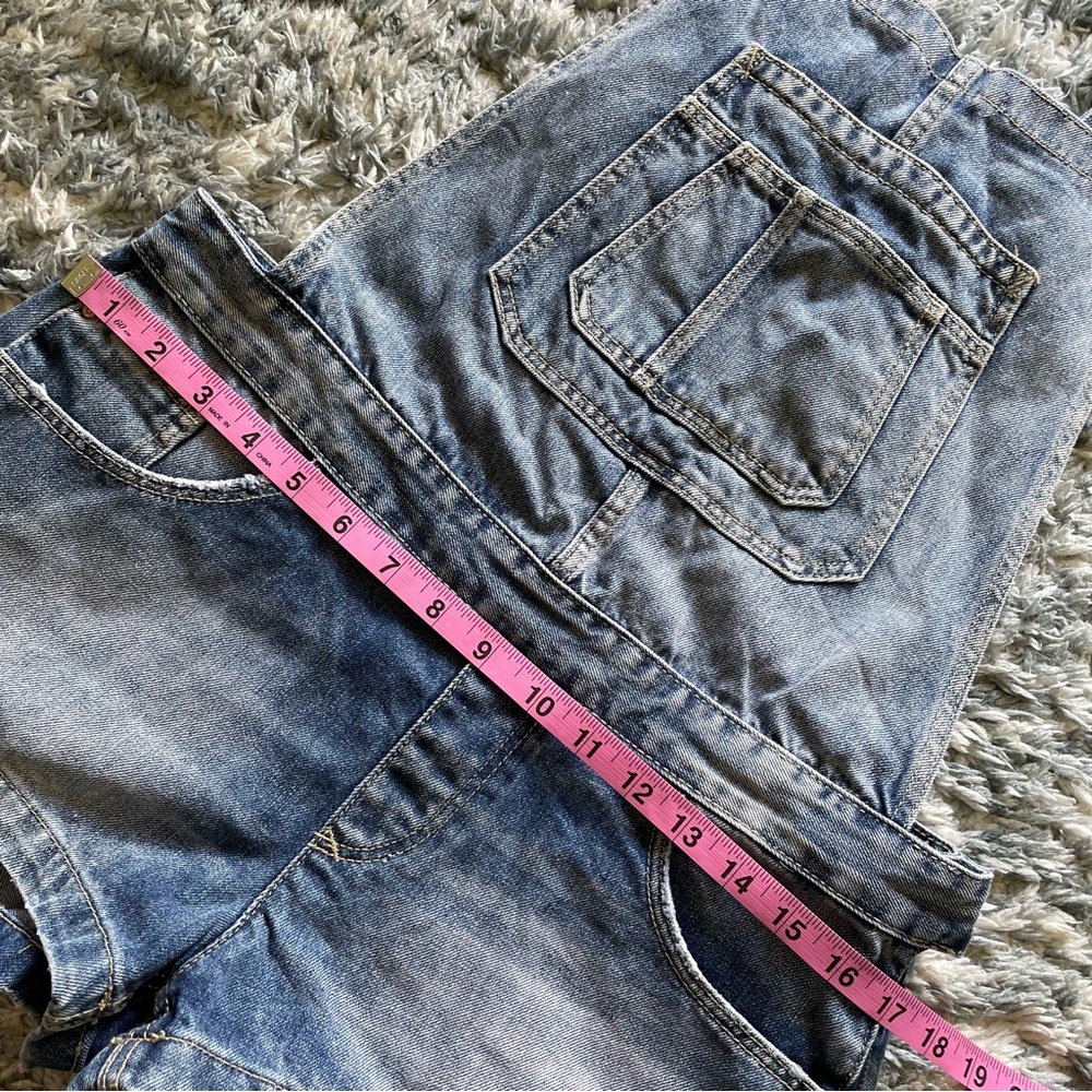 Zara Trafaluc Denim Collection Short Overalls Romper Blue Jean Women's Size S - Picture 9 of 11